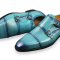 Cap Toe Double Monk Strap in turquoise Shoes for Men