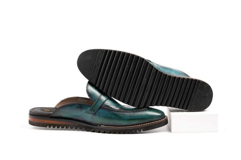 Turquoise Apron Toe Mules Backless Slip-On Loafers for Men Stylish Turquoise Loafer Mules Apron Toe Backless Slip-On Shoes Men’s Casual Turquoise Mules Elegant Backless Loafers Turquoise Slip-On Loafers Comfortable Apron Toe Mules Fashionable Backless Loafers for Men Unique Turquoise Slip-On Shoes