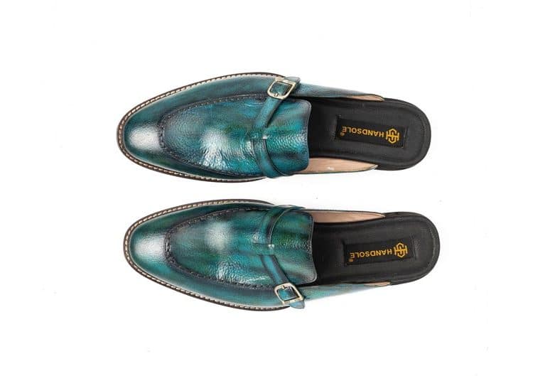 Turquoise Apron Toe Mules Backless Slip-On Loafers for Men Stylish Turquoise Loafer Mules Apron Toe Backless Slip-On Shoes Men’s Casual Turquoise Mules Elegant Backless Loafers Turquoise Slip-On Loafers Comfortable Apron Toe Mules Fashionable Backless Loafers for Men Unique Turquoise Slip-On Shoes