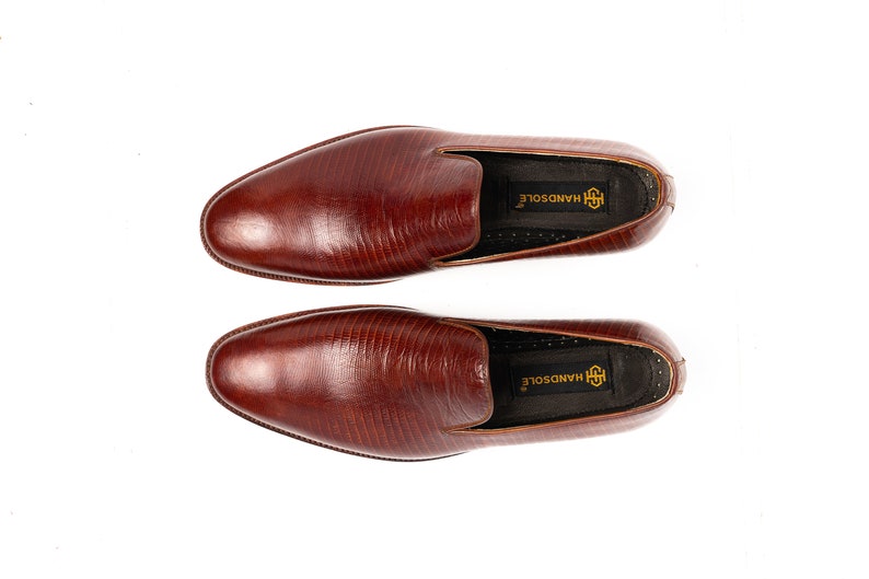 One Piece Wholecut loafer Slip on Lizard Embossed Leather