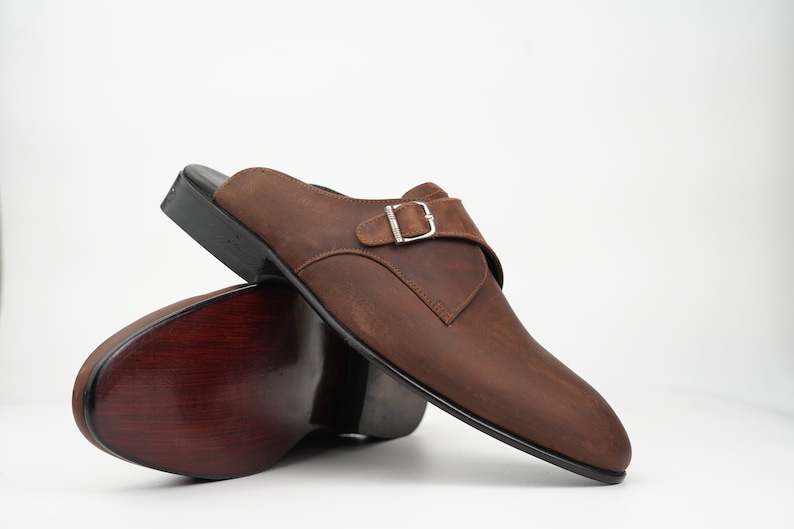 Single Buckle Monk Strap Backless Mule for Men