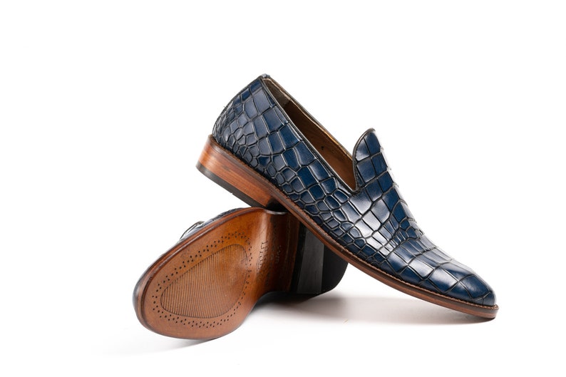 Single Piece Wholecut loafer Slip in Croc Embossed Leather