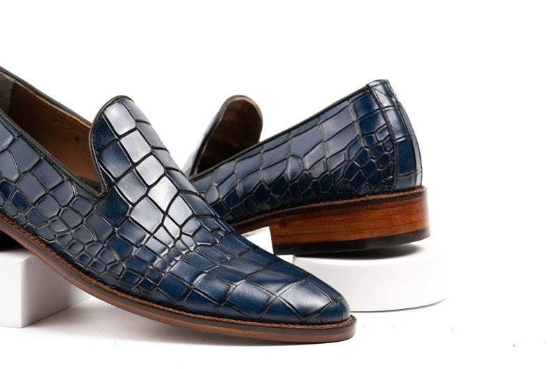 Single Piece Wholecut loafer Slip in Croc Embossed Leather