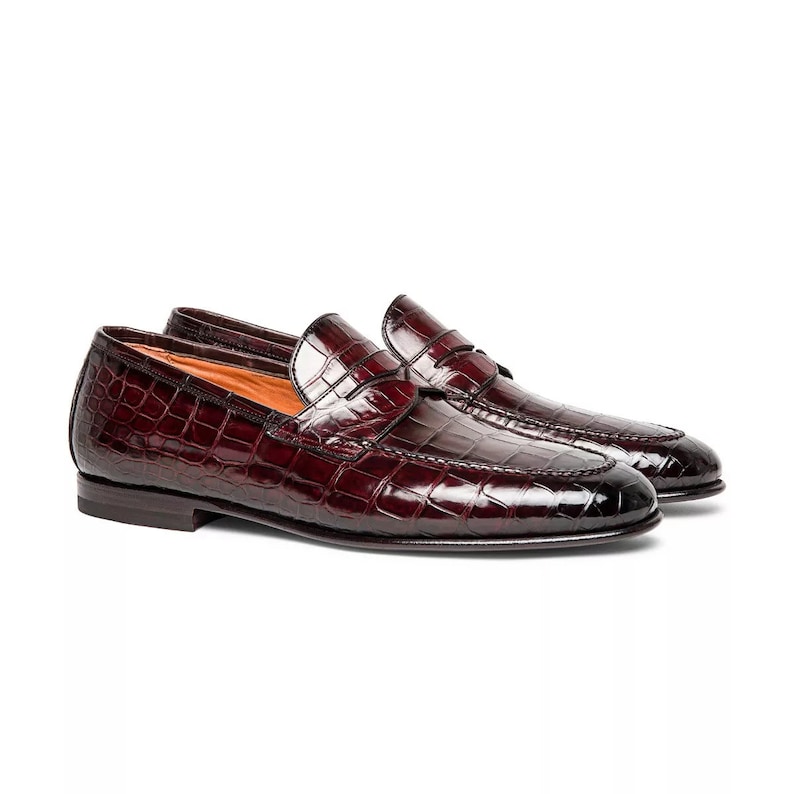 Handmade Crocodile Pattern Burgundy Penny Loafers for Men Luxury Burgundy Penny Loafers in Crocodile Embossed Leather High-Quality Crocodile Pattern Burgundy Penny Loafers Elegant Crocodile Embossed Penny Loafers in Burgundy Men’s Burgundy Penny Loafers with Crocodile Pattern Design Burgundy Crocodile Embossed Leather Penny Loafers for Formal Wear Premium Crocodile Pattern Leather Burgundy Loafers Unique Crocodile Pattern Burgundy Penny Loafers for Men’s Style Genuine Leather Crocodile Pattern Burgundy Penny Loafers Designer Loafers Men Croc Embossed Loafers Luxury Penny Loafers Burgundy Loafers Formal Penny Loafers Men’s Penny Loafers